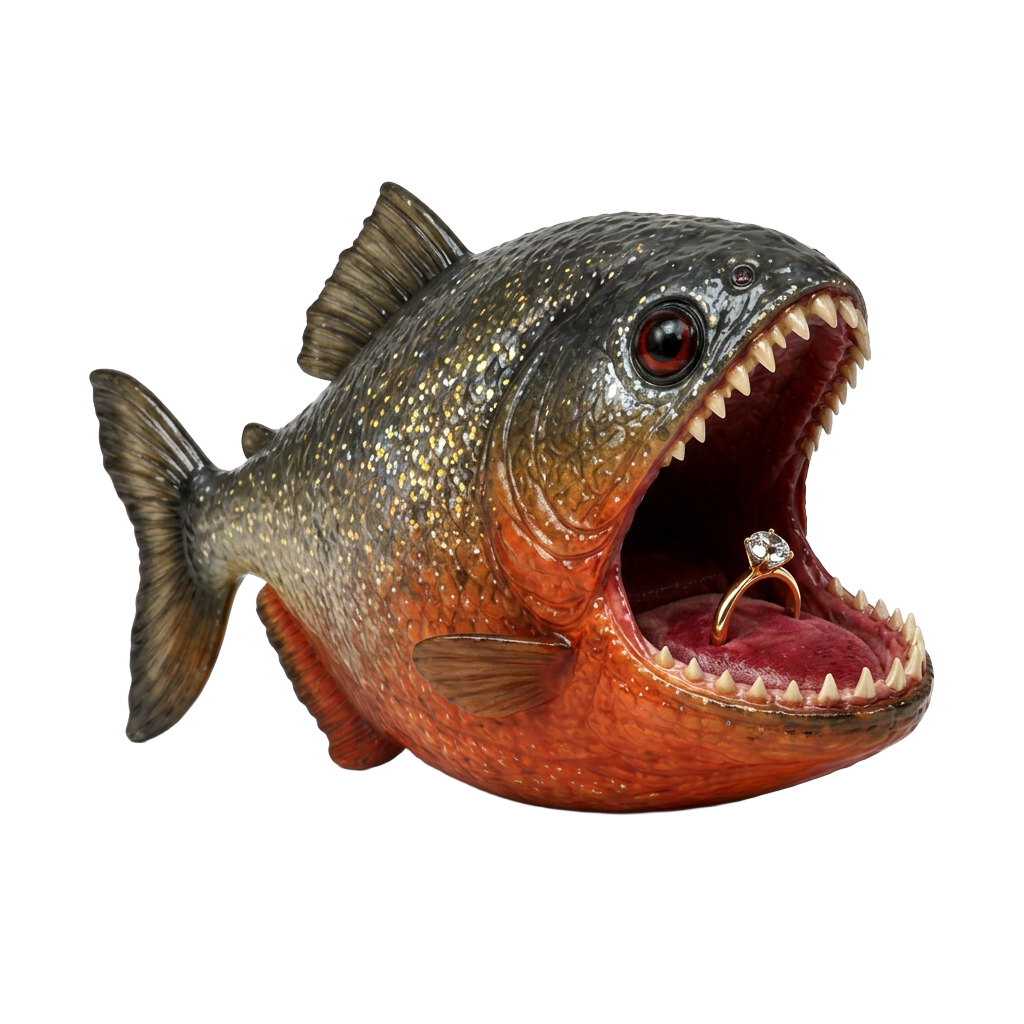 Piranha Ring Boy — hand-painted resin ring holder by Criatura